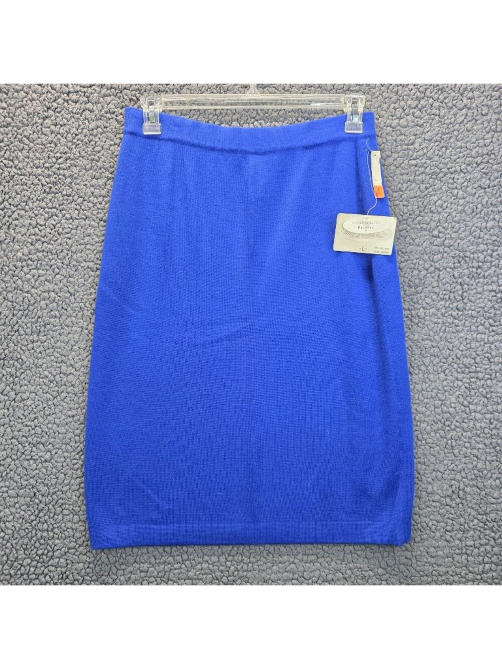 Vintage Regency Wool Blend Knit Midi Skirt L Sapphire Quiet Luxury Vibrant 90s